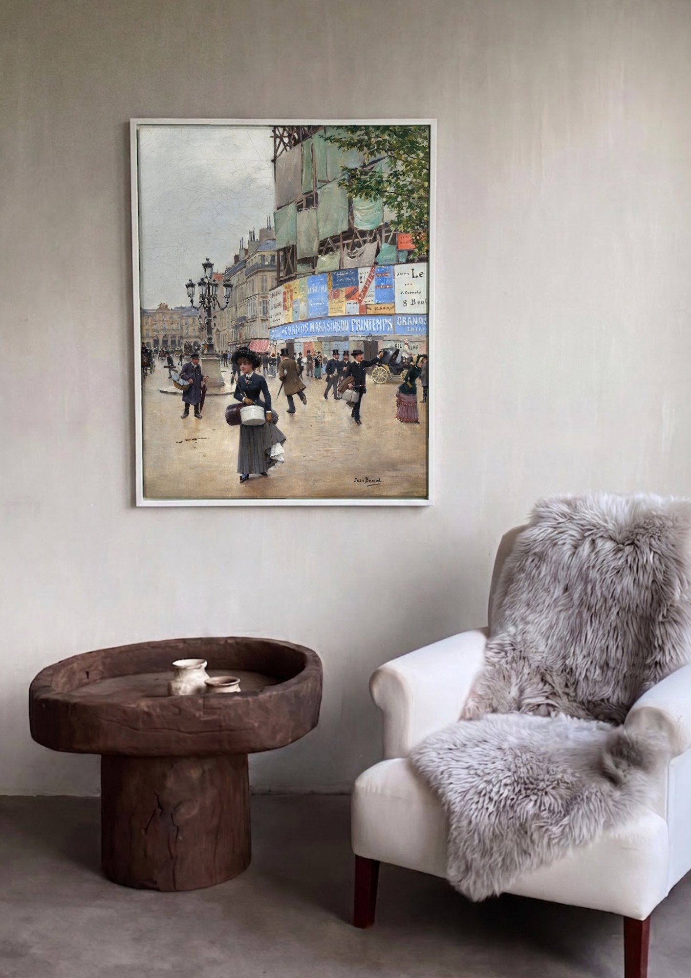 Quadro Decorativo Cena Urbana Parisiense - Jean Béraud em ambiente decorado
