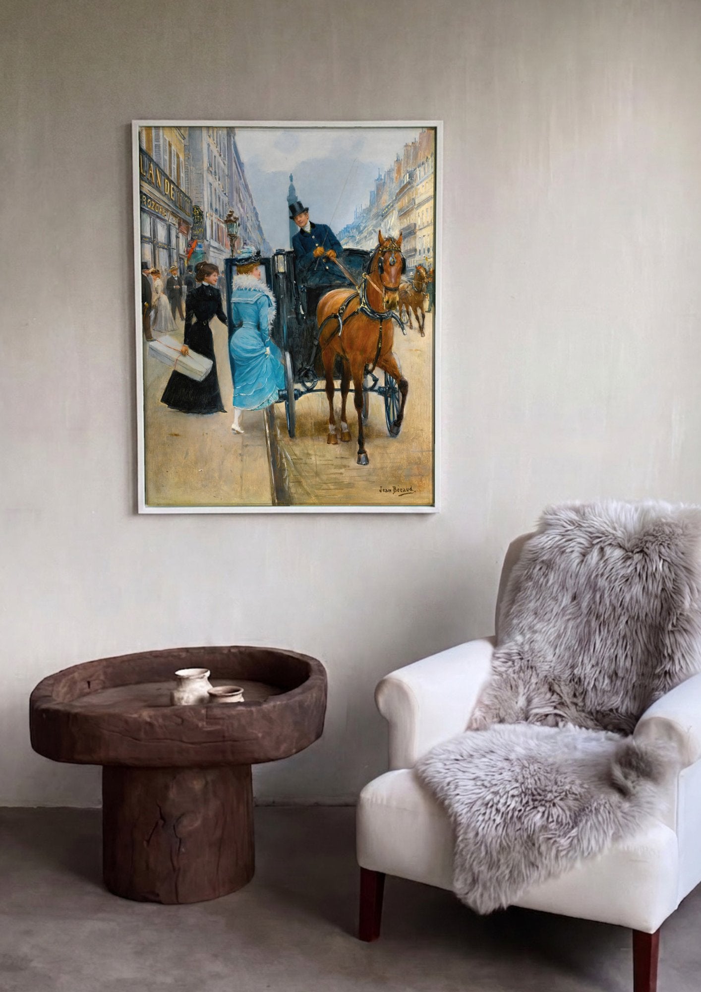 Quadro Decorativo Cena Urbana Parisiense - Jean Béraud em ambiente decorado