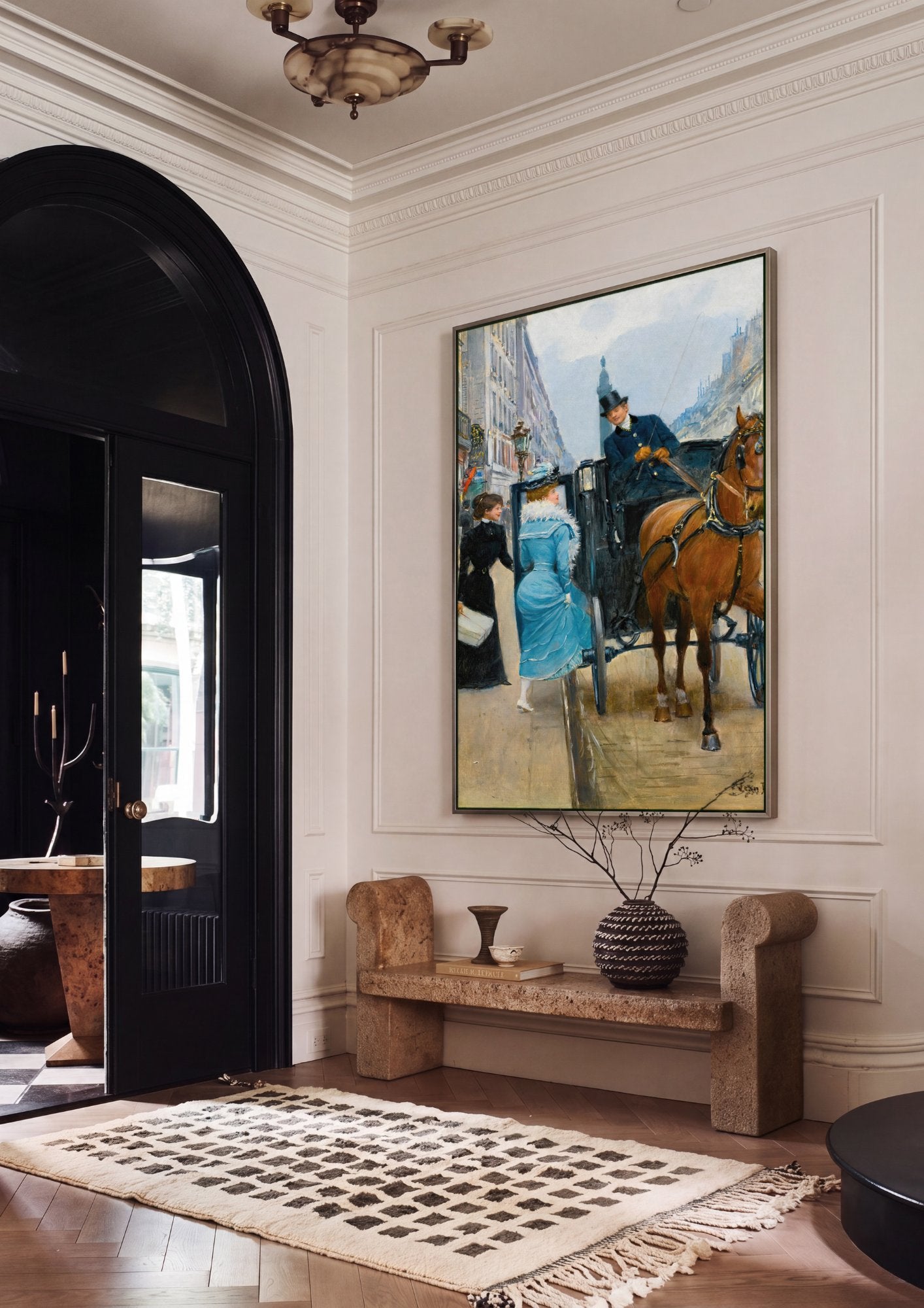 Quadro Decorativo Cena Urbana Parisiense - Jean Béraud em ambiente decorado