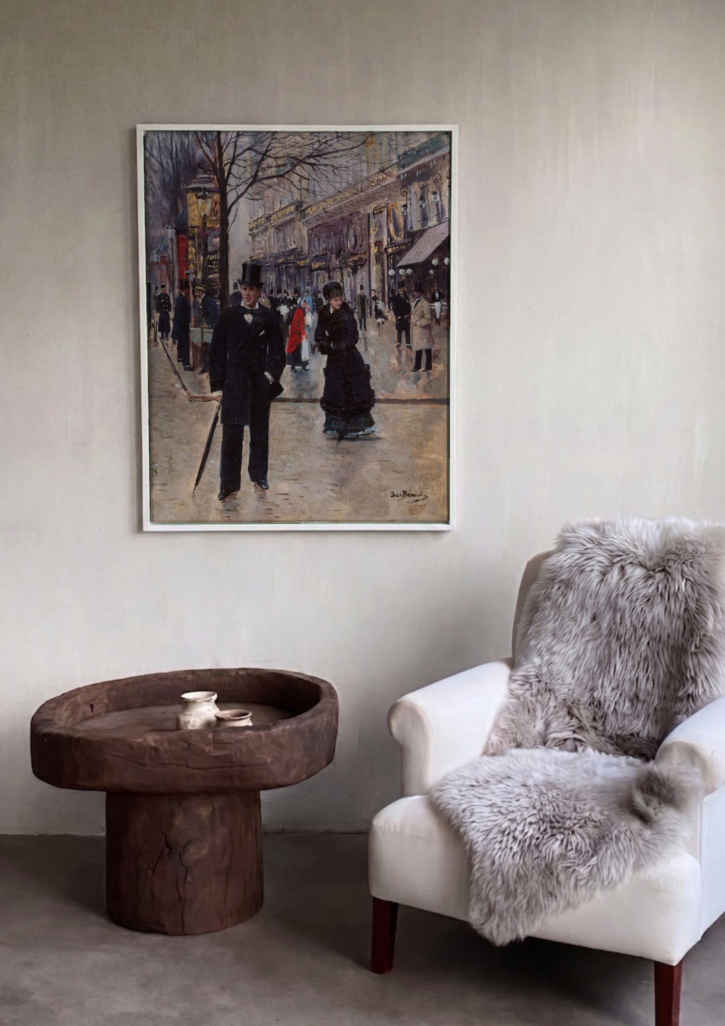 Quadro Decorativo Cena de Rua Parisiense - Jean Béraud em ambiente decorado