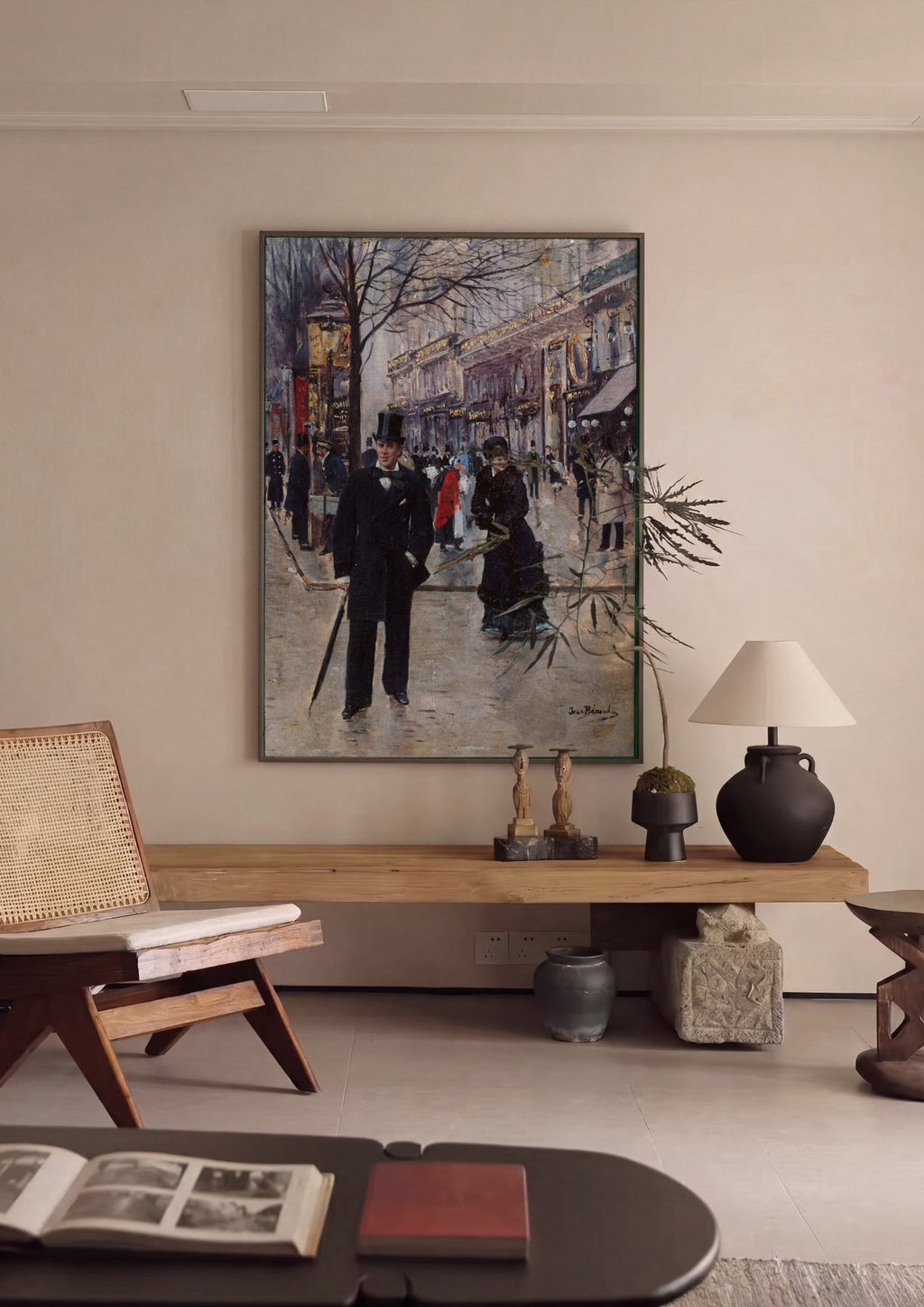 Quadro Decorativo Cena de Rua Parisiense - Jean Béraud em ambiente decorado