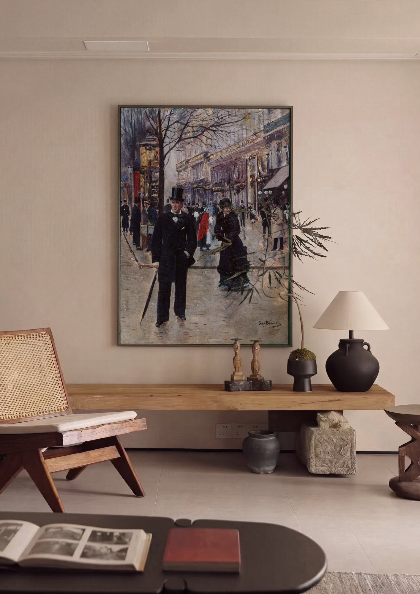 Quadro Decorativo Cena de Rua Parisiense - Jean Béraud em ambiente decorado