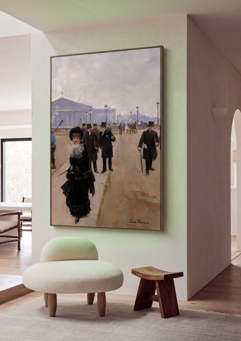 Quadro Decorativo Cena Urbana Parisiense - Jean Béraud em ambiente decorado