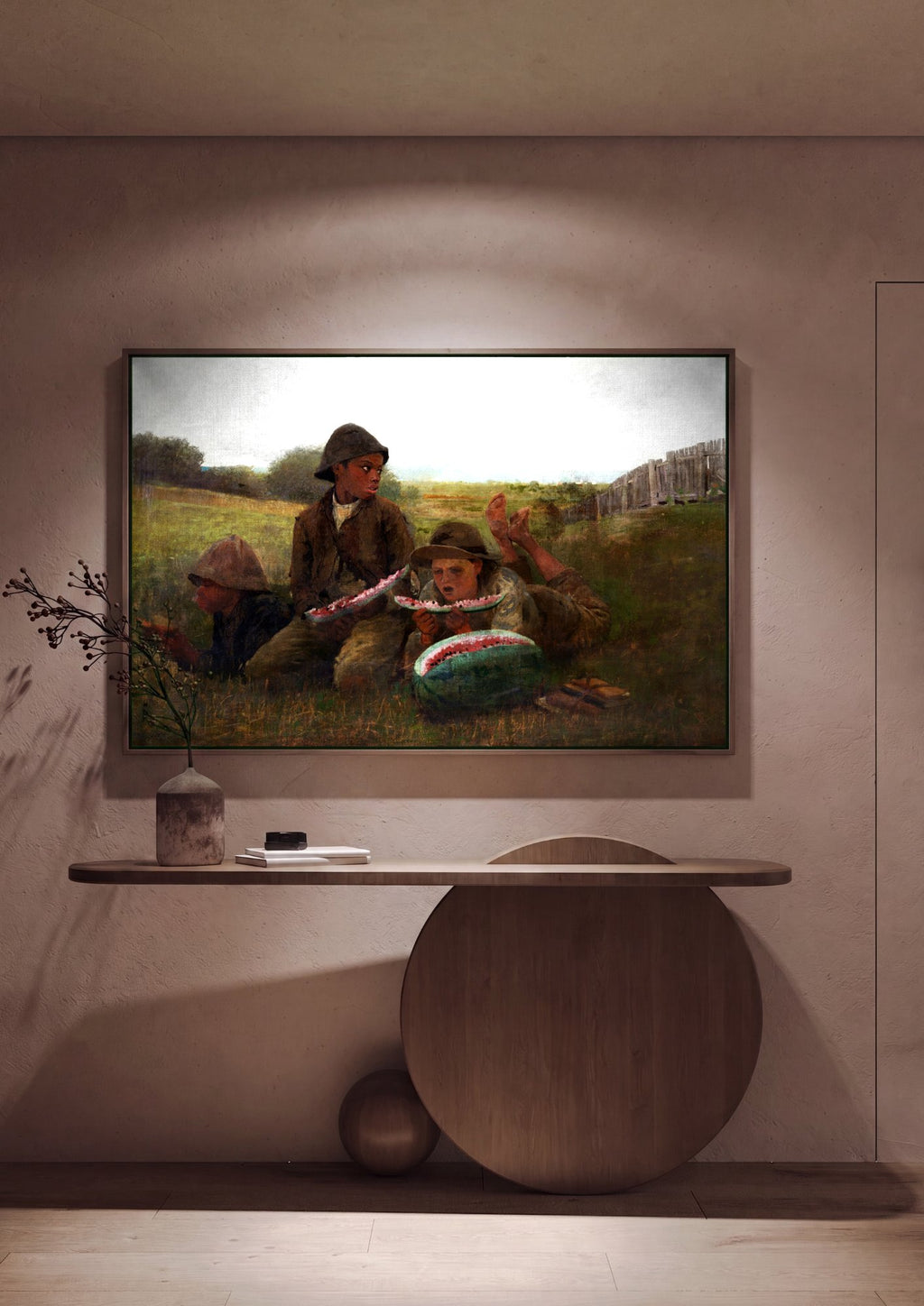 Quadro Decorativo Comendo Melancia - Winslow Homer em ambiente decorado