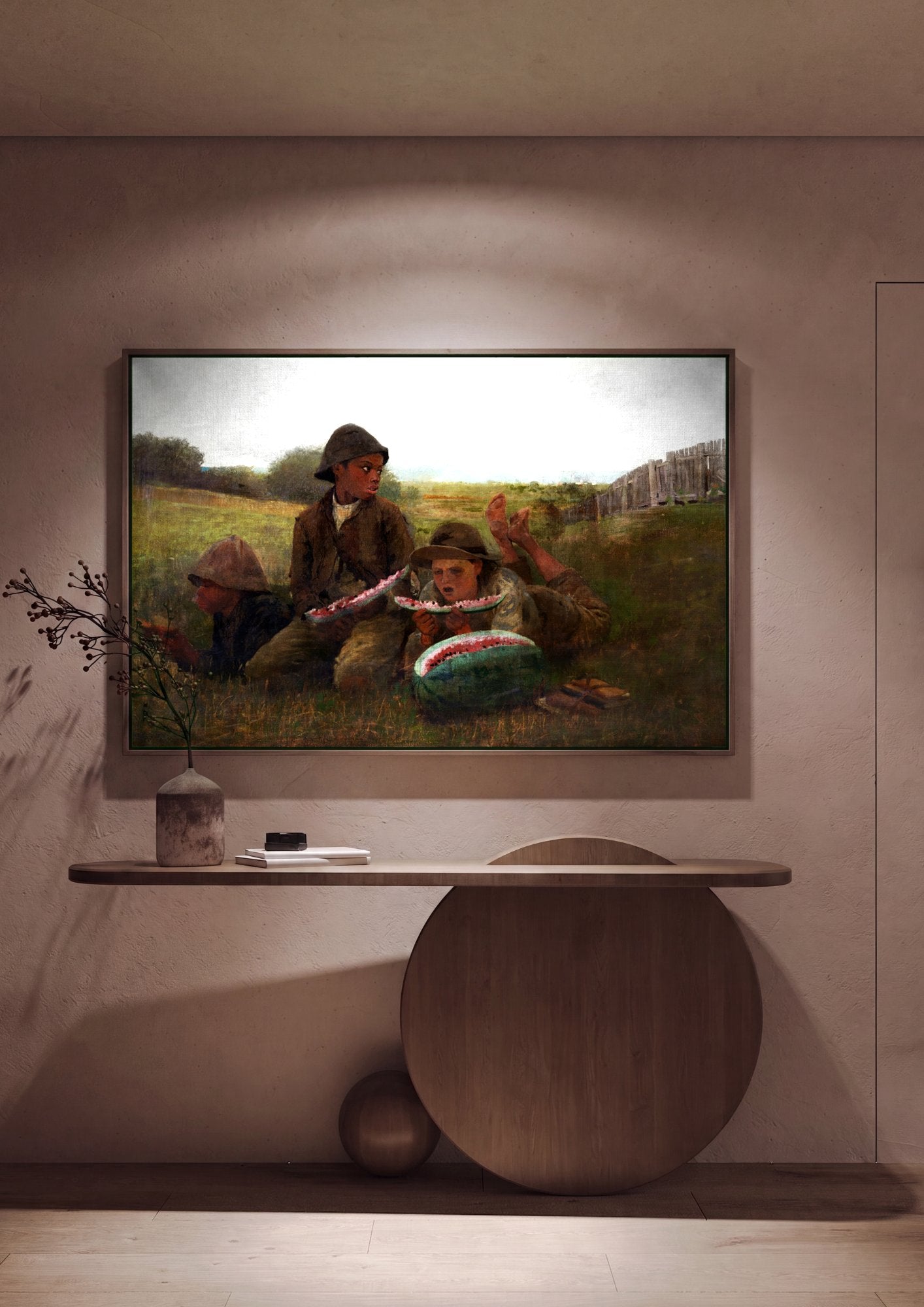 Quadro Decorativo Comendo Melancia - Winslow Homer em ambiente decorado