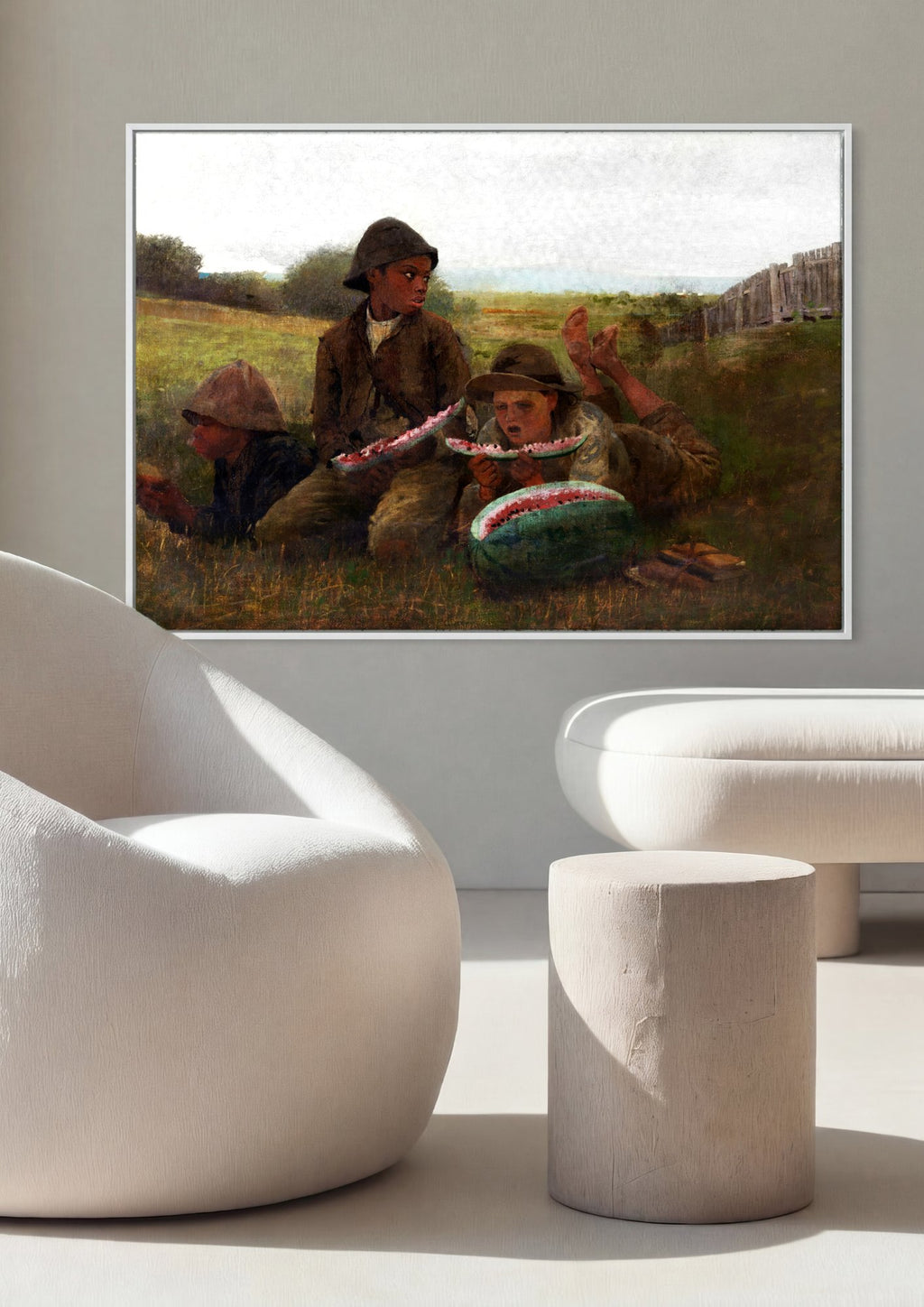 Quadro Decorativo Comendo Melancia - Winslow Homer em ambiente decorado
