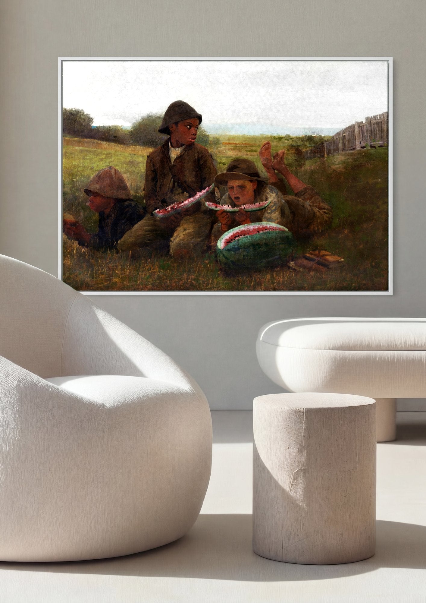 Quadro Decorativo Comendo Melancia - Winslow Homer em ambiente decorado