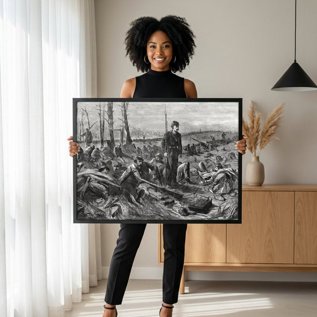 Quadro Decorativo Campo de Batalha - Winslow Homer com modelo em ambiente