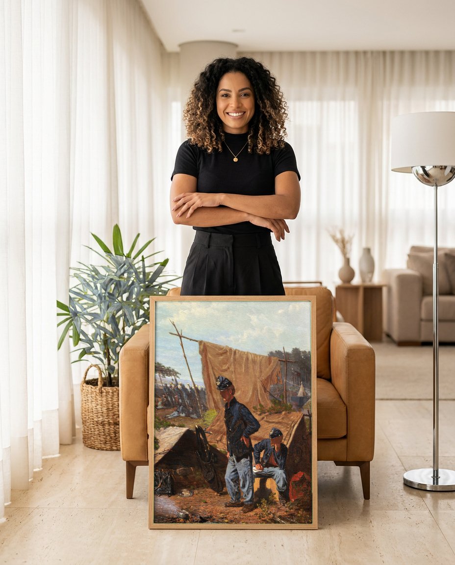 Quadro Decorativo Campo de Batalha - Winslow Homer com modelo em ambiente