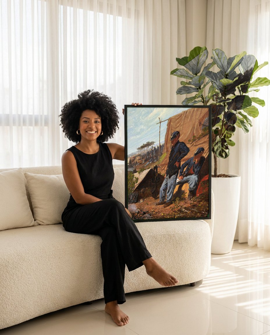 Quadro Decorativo Campo de Batalha - Winslow Homer com modelo em ambiente