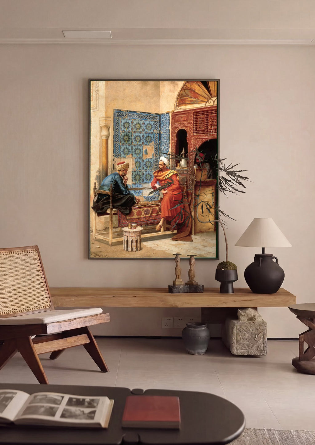 Quadro Decorativo Jogo de Xadrez Oriental - Ludwig Deutsch em ambiente decorado