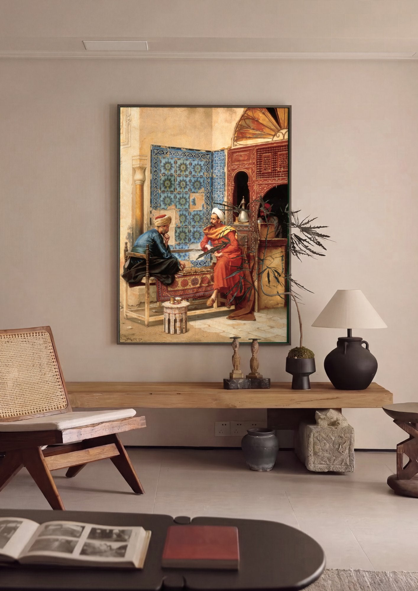 Quadro Decorativo Jogo de Xadrez Oriental - Ludwig Deutsch em ambiente decorado
