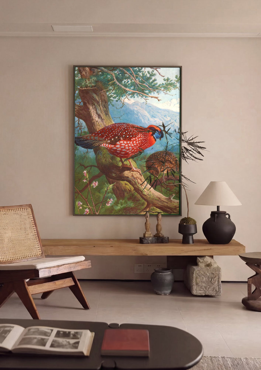 Quadro Decorativo Aves Exóticas em Montanha - Thorburn em ambiente decorado