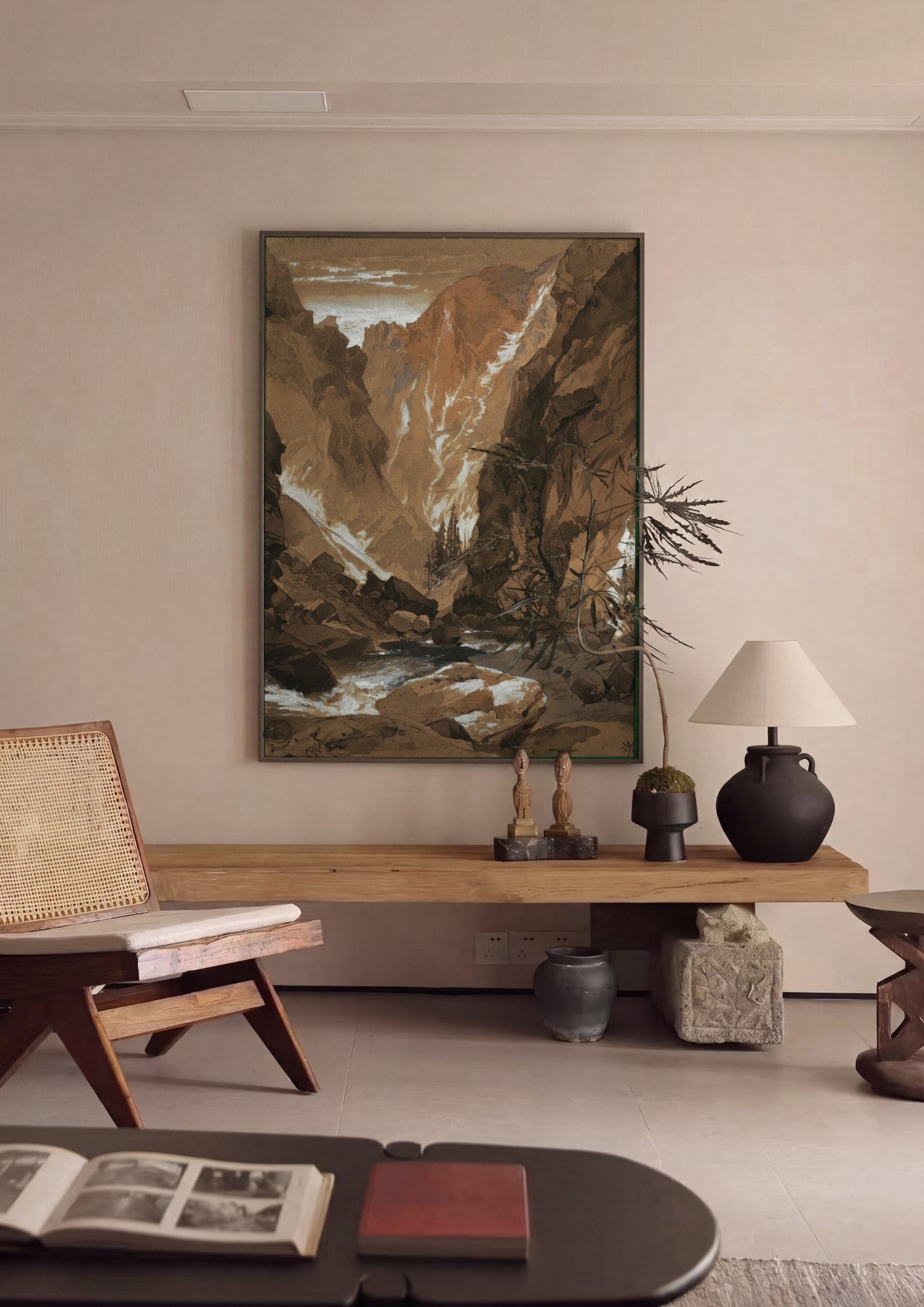 Quadro Decorativo Desfiladeiro nas Montanhas - Thomas Moran em ambiente decorado