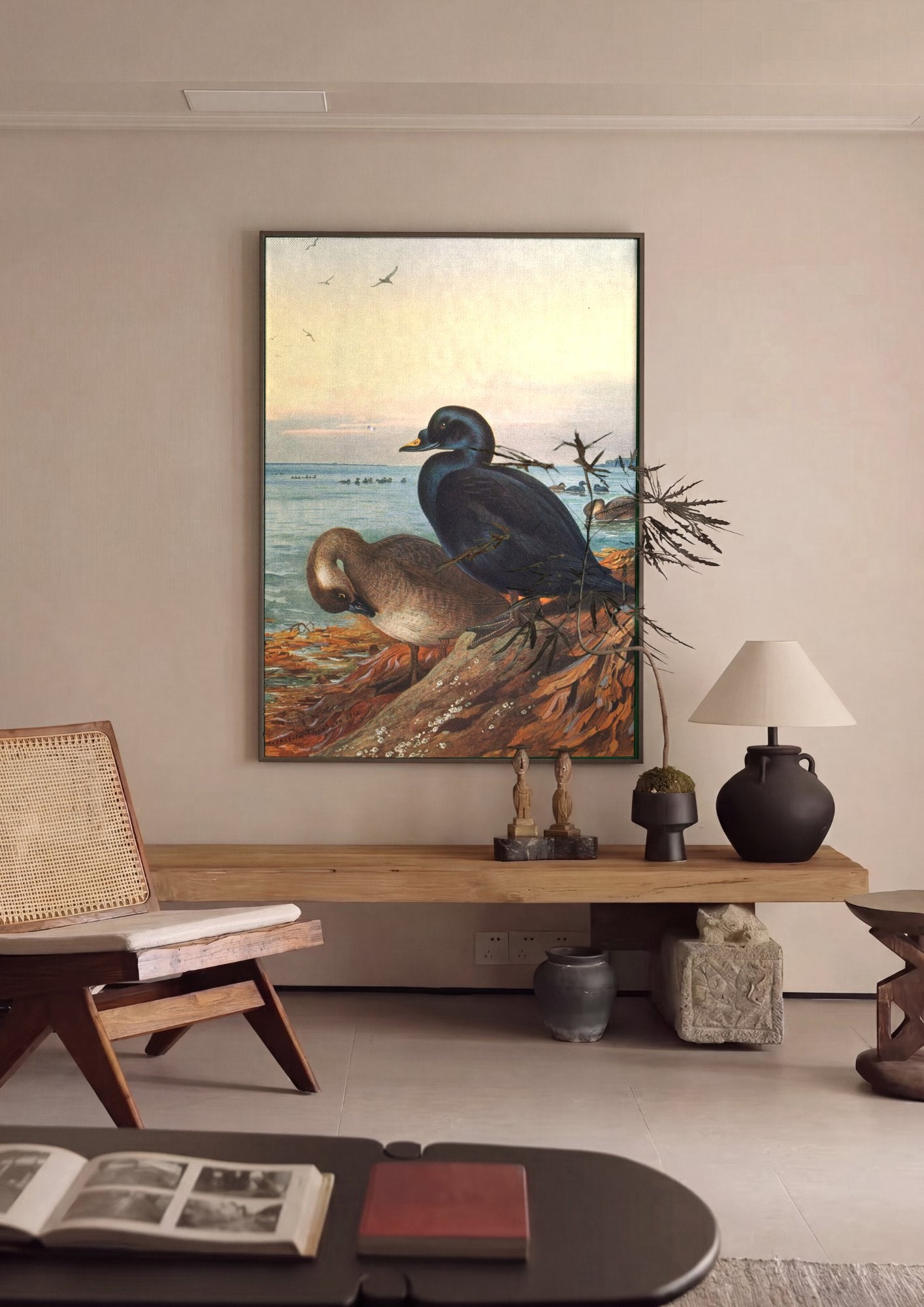 Quadro Decorativo Patos-Marinhos ao Entardecer - Thorburn em ambiente decorado