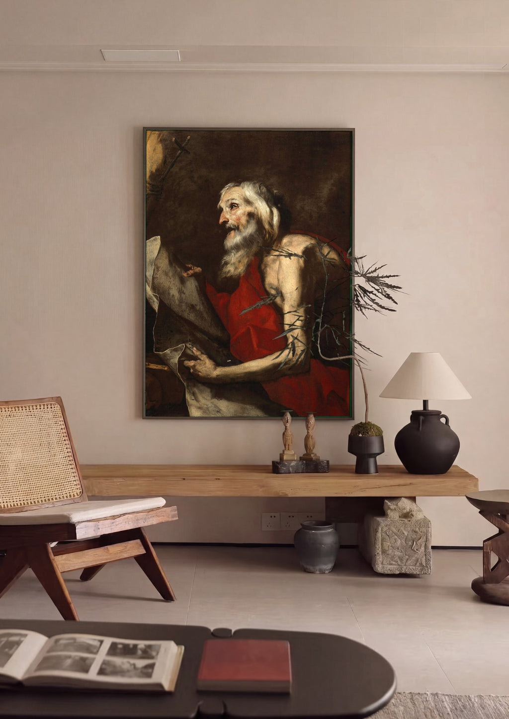 Quadro Decorativo São Jerônimo Penitente - Jusepe de Ribera em ambiente decorado