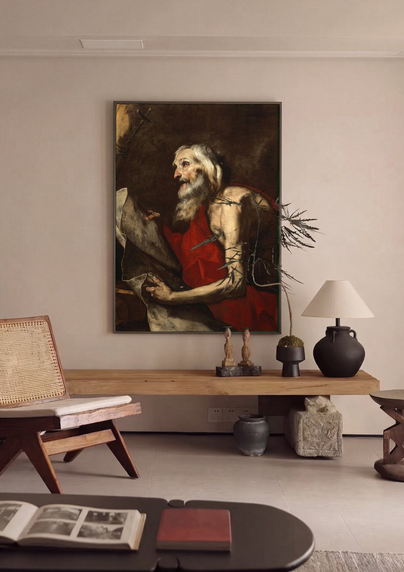 Quadro Decorativo São Jerônimo Penitente - Jusepe de Ribera em ambiente decorado
