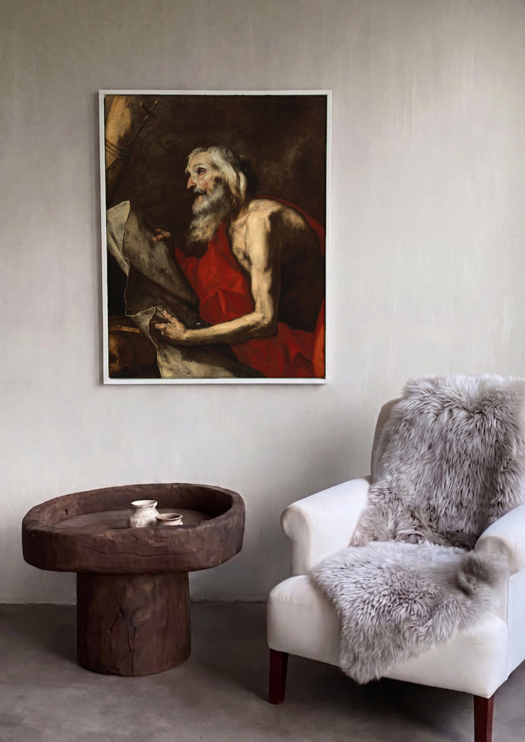 Quadro Decorativo São Jerônimo Penitente - Jusepe de Ribera em ambiente decorado