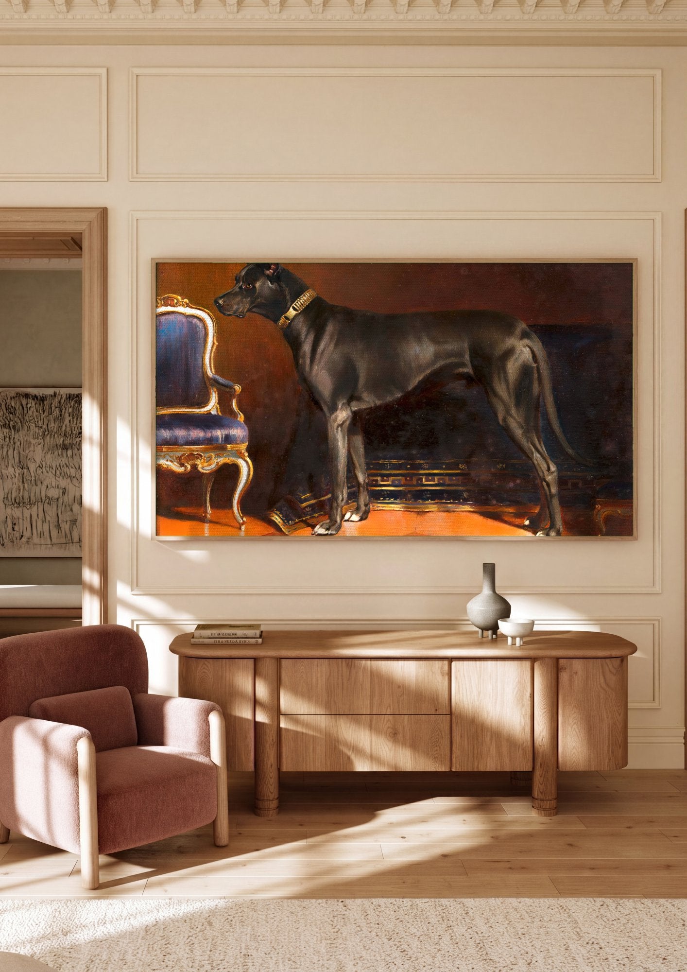 Quadro Decorativo Dogue Alemão Elegante - Carl Reichert em ambiente decorado