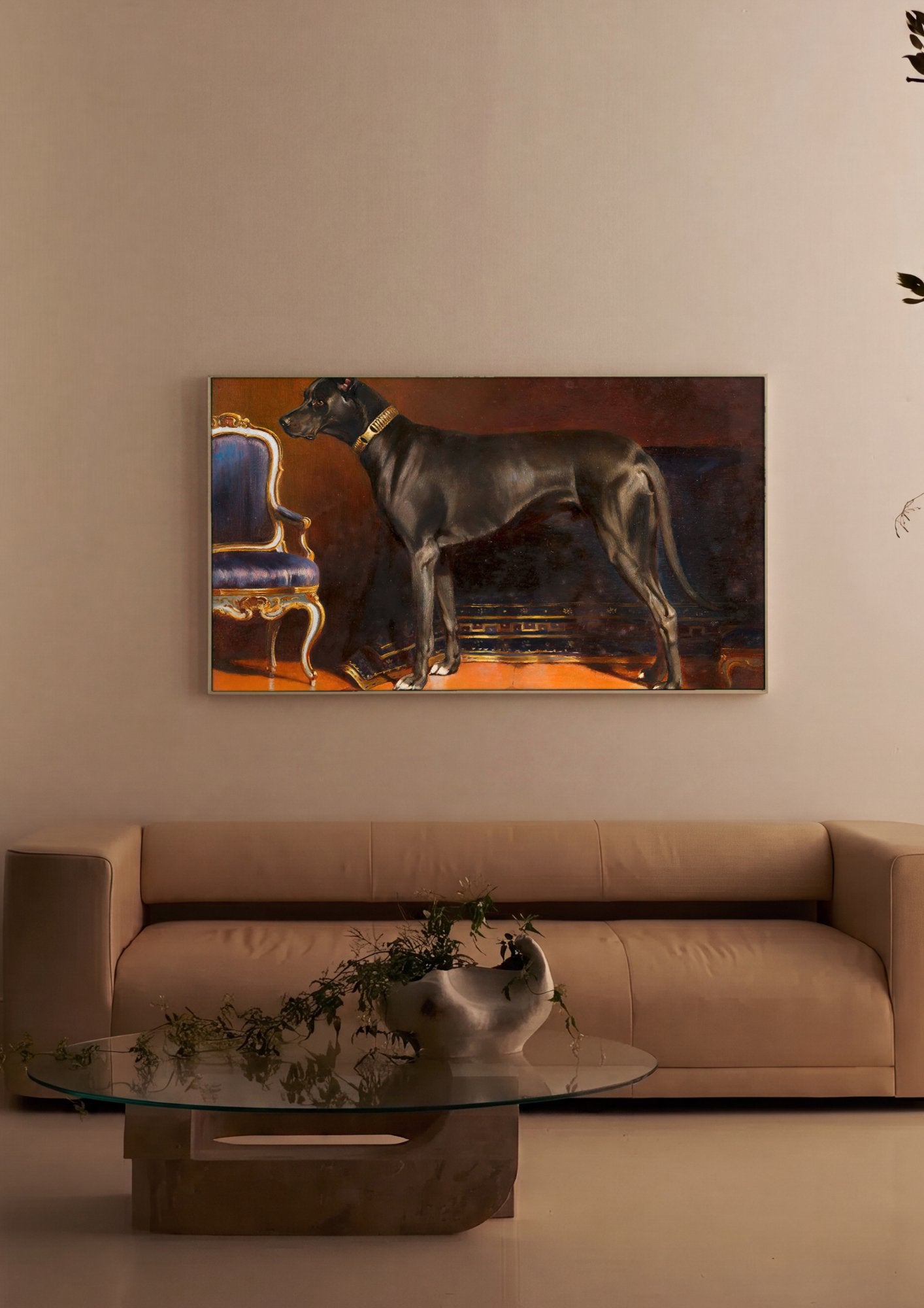 Quadro Decorativo Dogue Alemão Elegante - Carl Reichert em ambiente decorado