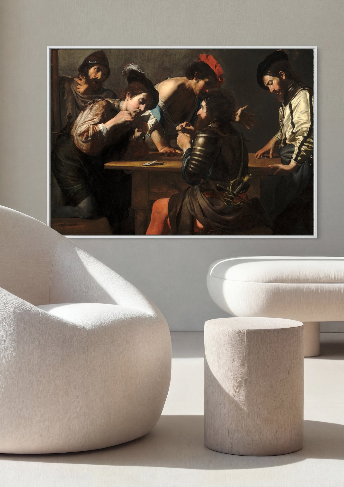 Quadro Decorativo Os Trapaceiros - Valentin de Boulogne em ambiente decorado