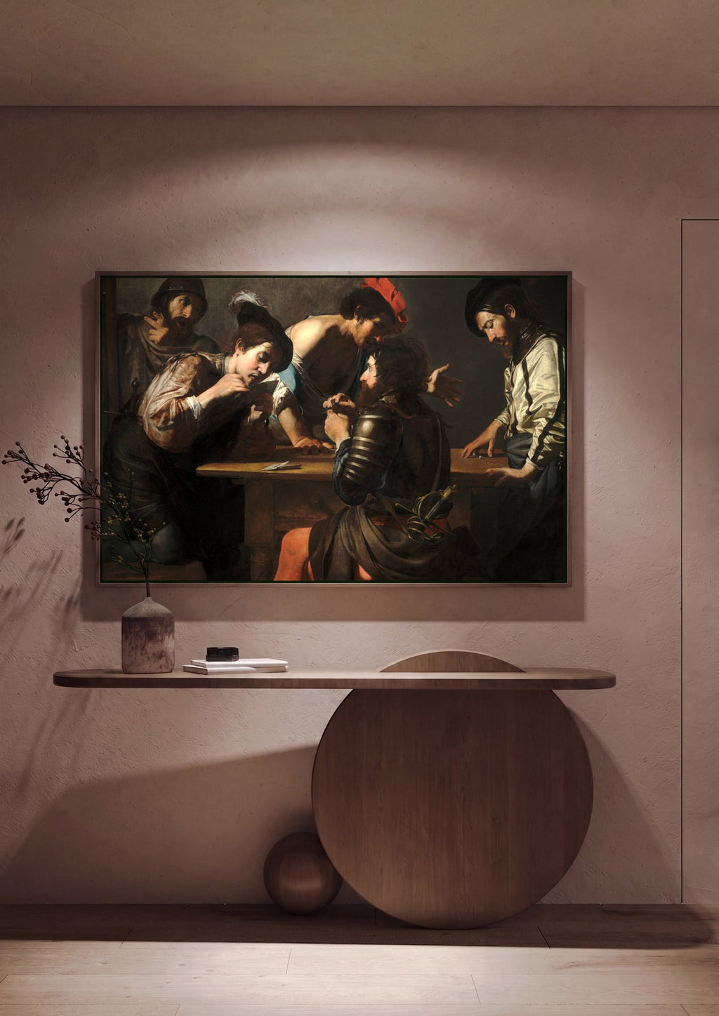 Quadro Decorativo Os Trapaceiros - Valentin de Boulogne em ambiente decorado