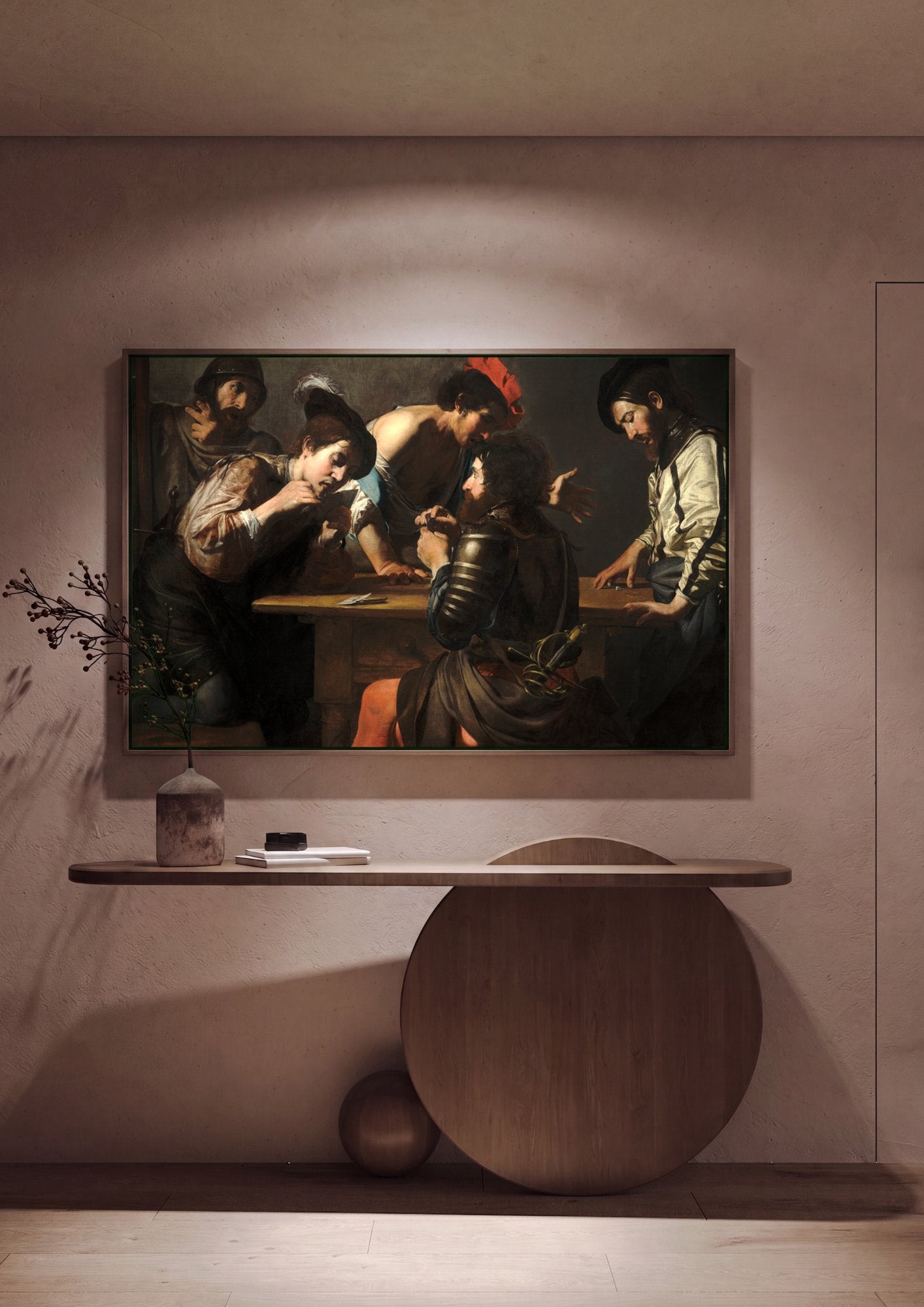 Quadro Decorativo Os Trapaceiros - Valentin de Boulogne em ambiente decorado