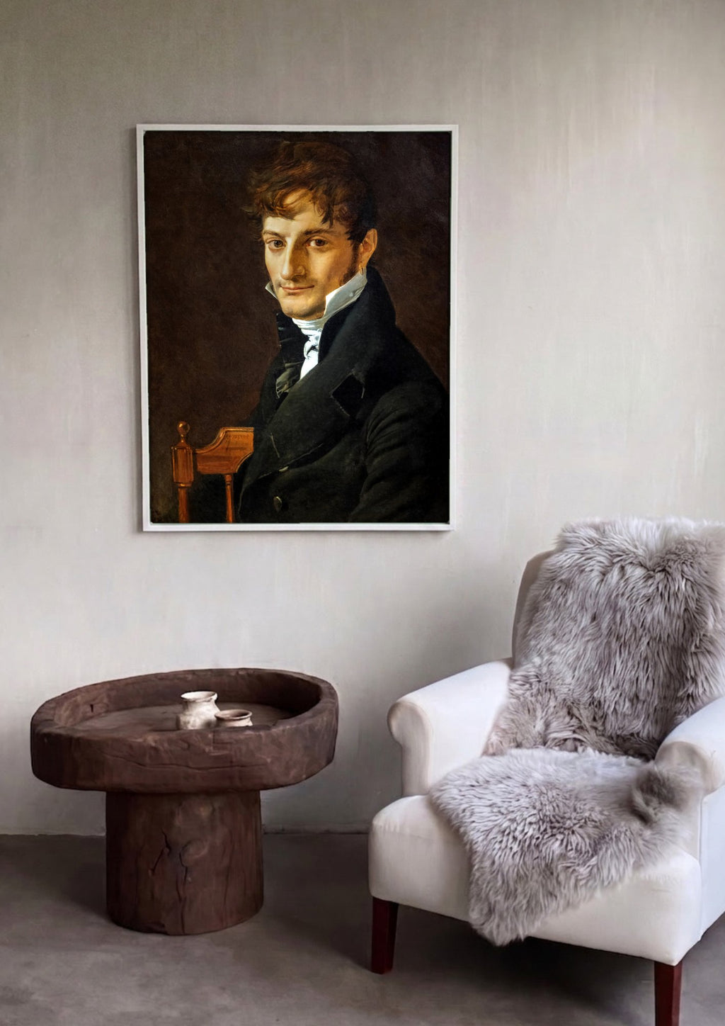 Quadro Decorativo Retrato de Joseph-Antoine Moltedo - Ingres em ambiente decorado