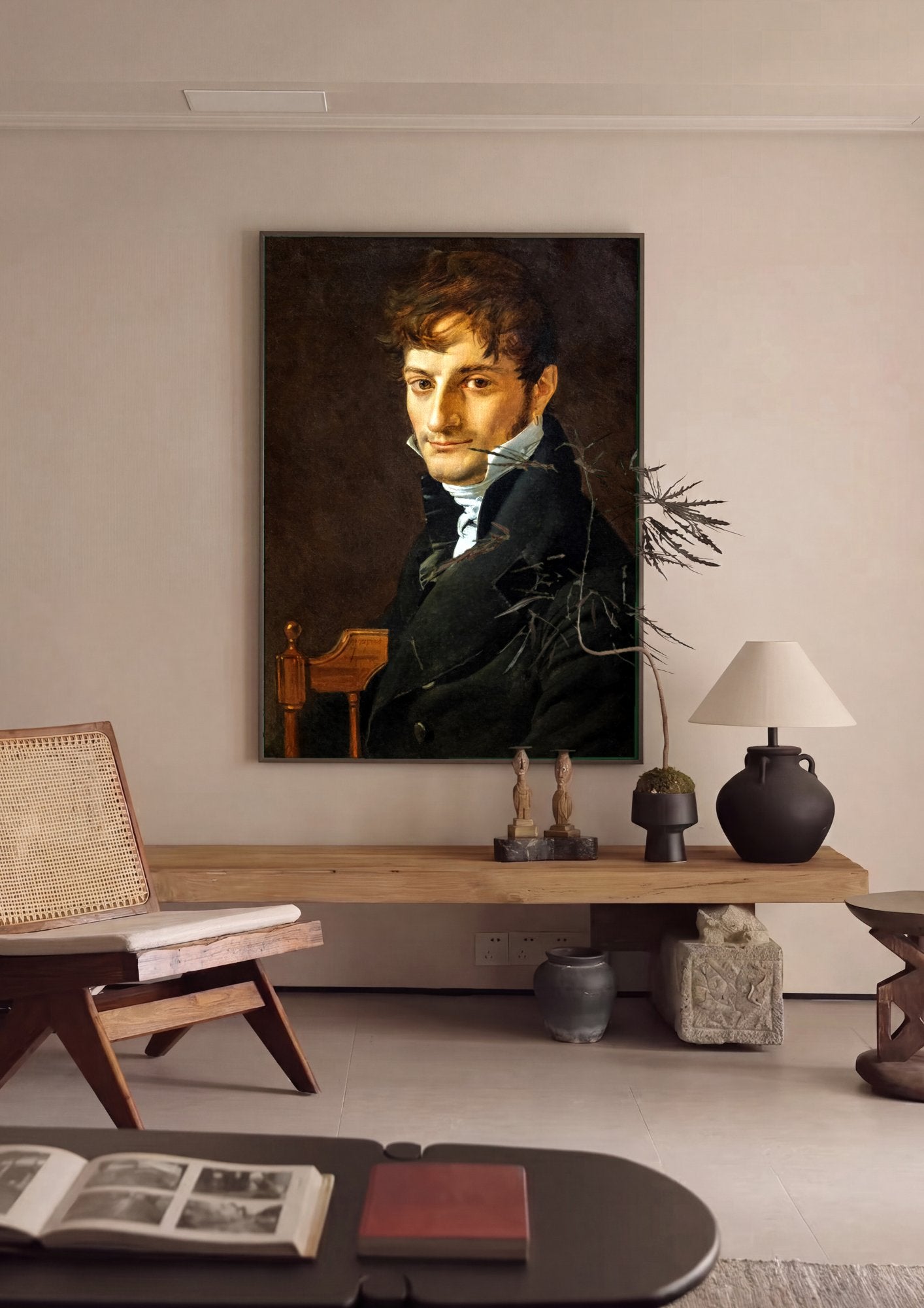 Quadro Decorativo Retrato de Joseph-Antoine Moltedo - Ingres em ambiente decorado