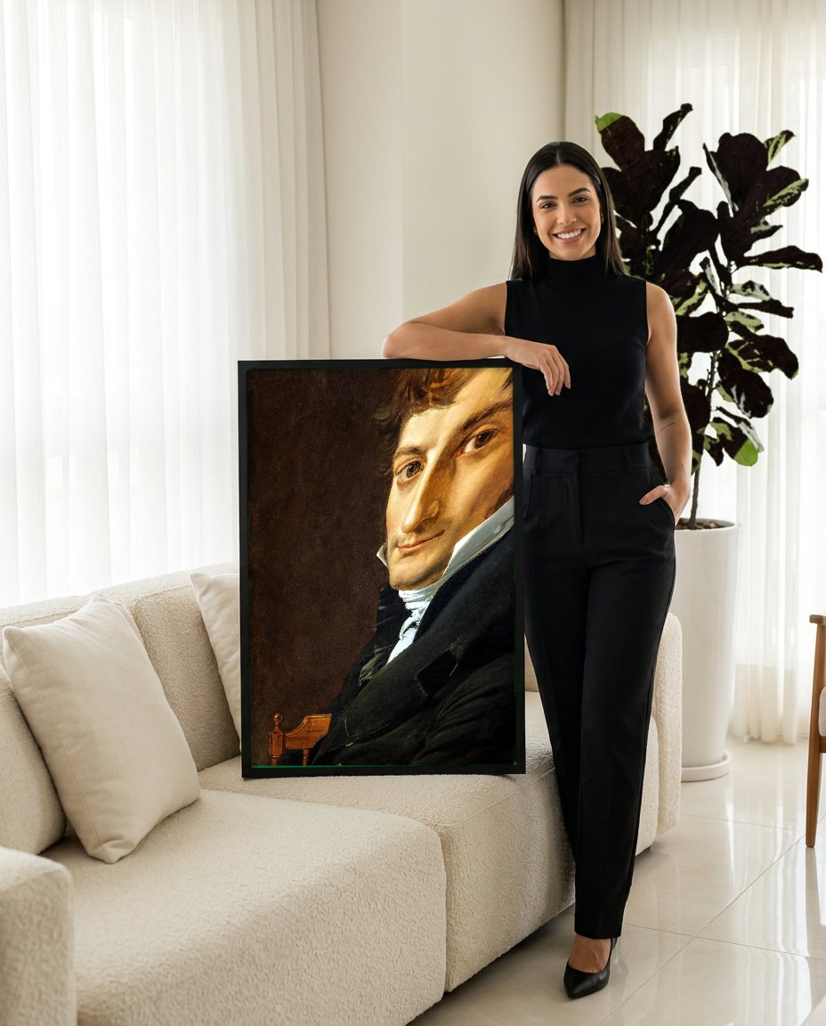 Quadro Decorativo Retrato de Joseph-Antoine Moltedo - Ingres com modelo em ambiente