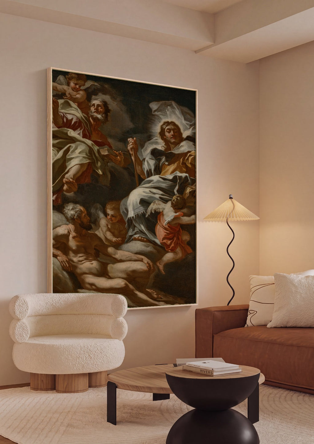 Quadro Decorativo: A Apoteose de um Santo - Francesco Solimena em ambiente decorado
