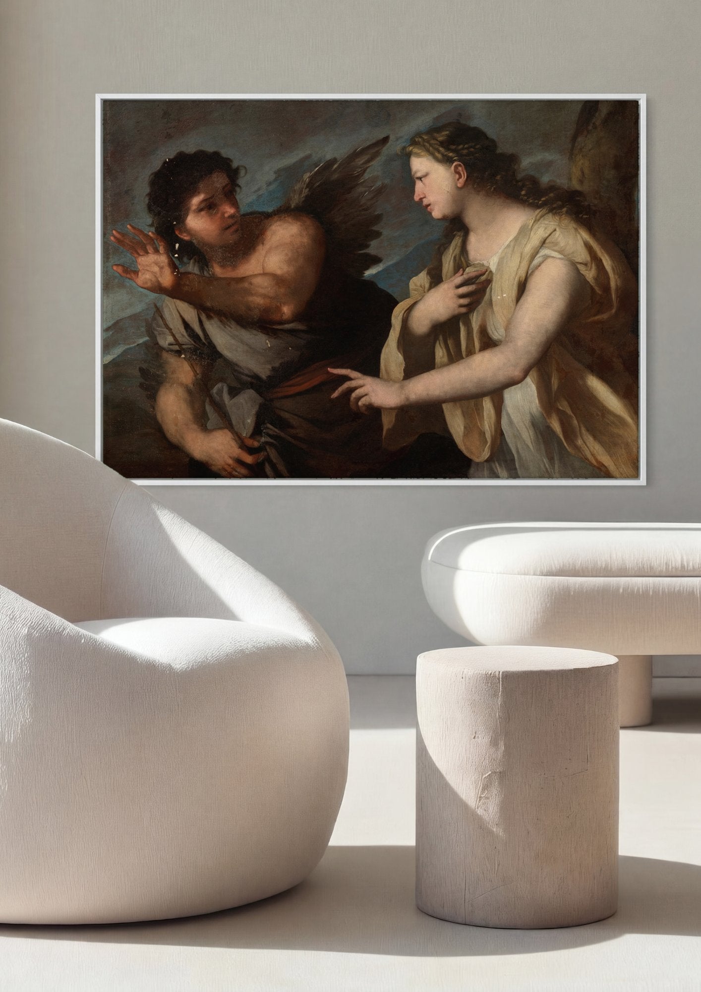 Quadro Decorativo A Anunciação (fragmento) - Luca Giordano em ambiente decorado