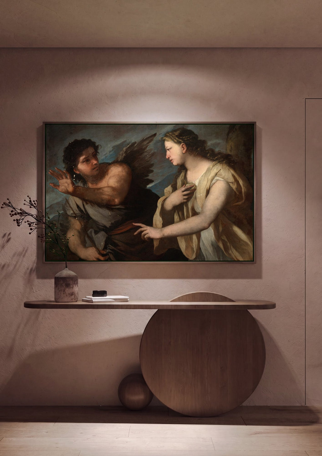 Quadro Decorativo A Anunciação (fragmento) - Luca Giordano em ambiente decorado