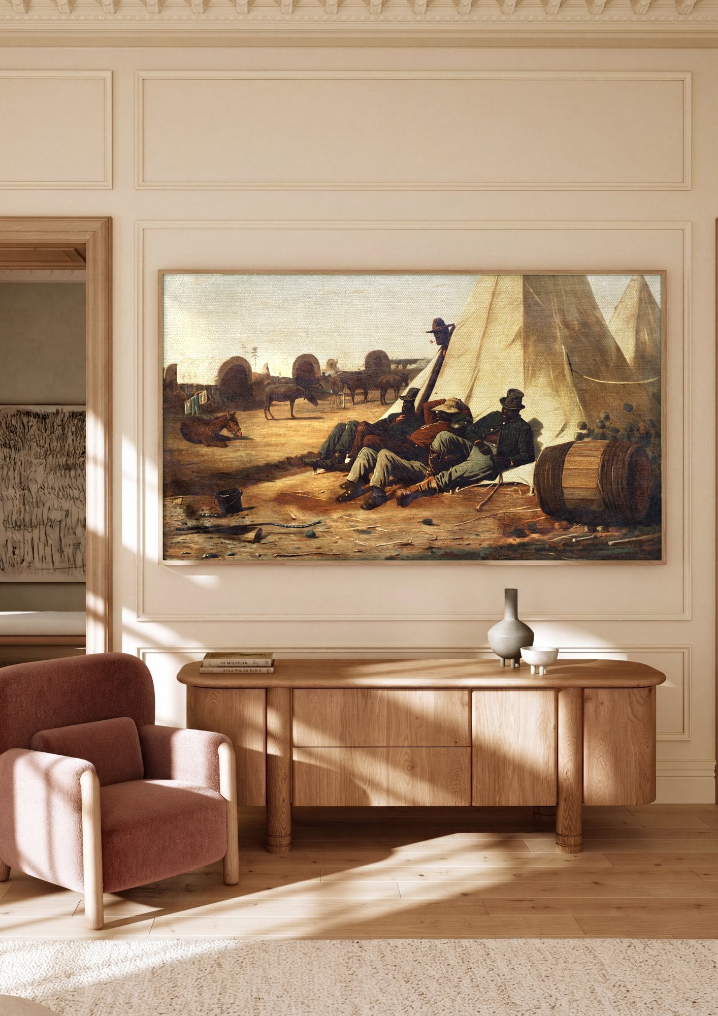 Quadro Decorativo A Tenda do Acampamento - Winslow Homer em ambiente decorado