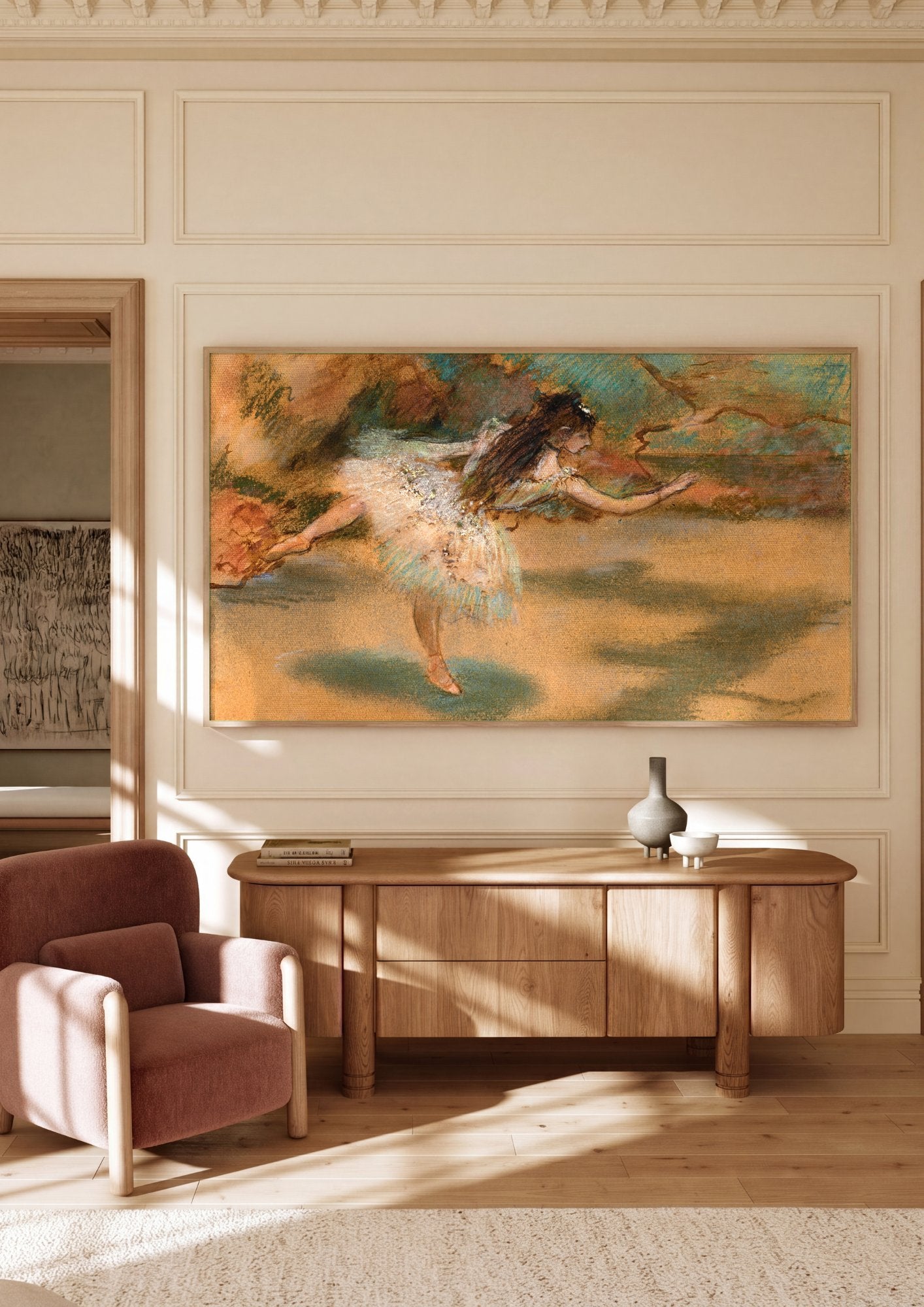 Quadro Decorativo Bailarina em Movimento - Degas em ambiente decorado