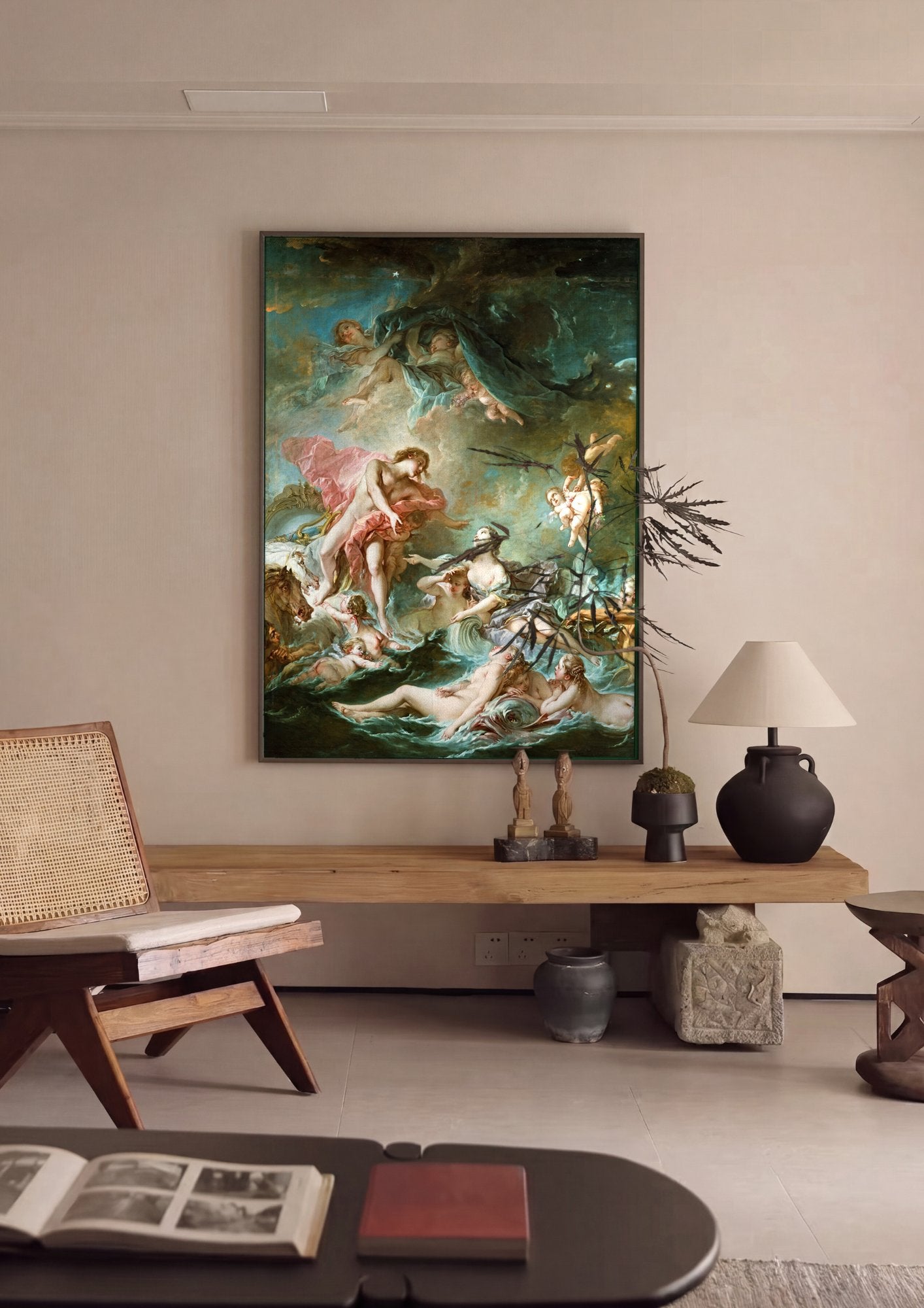 Quadro Decorativo O Nascimento de Vênus - François Boucher em ambiente decorado