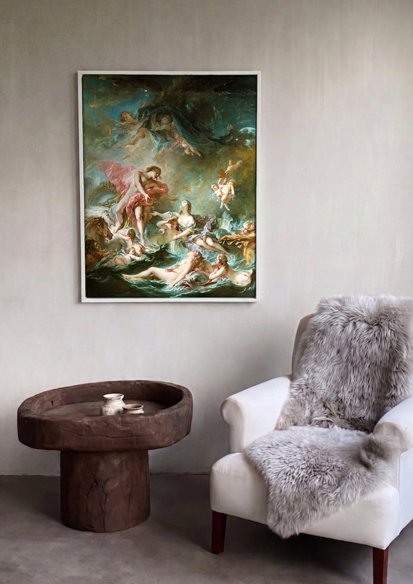Quadro Decorativo O Nascimento de Vênus - François Boucher em ambiente decorado
