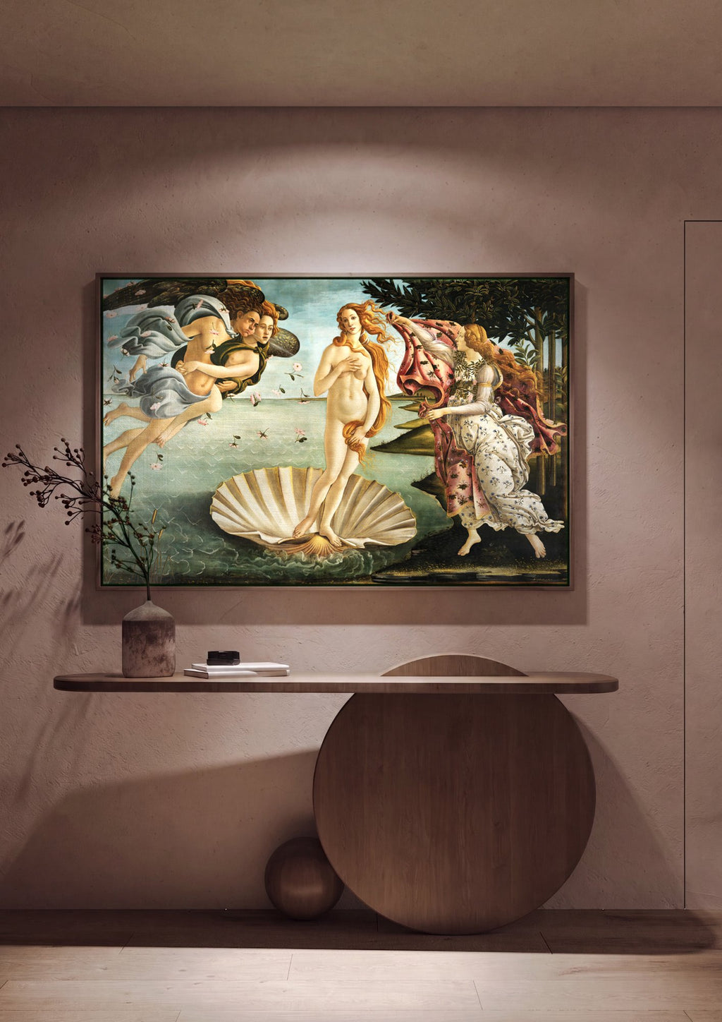 Quadro Decorativo O Nascimento de Vênus - Botticelli em ambiente decorado