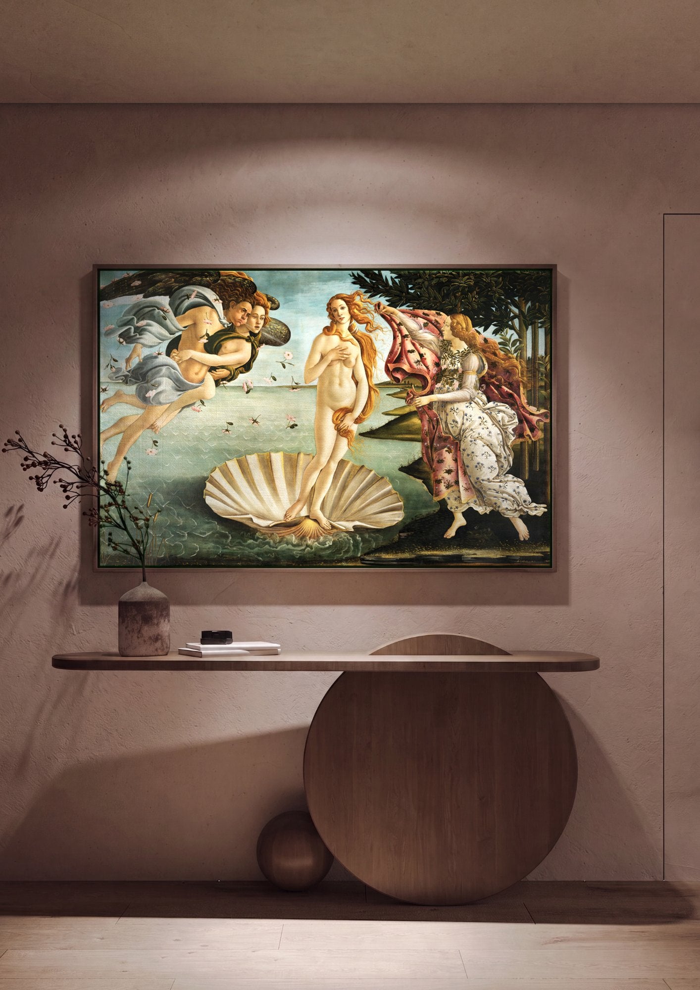 Quadro Decorativo O Nascimento de Vênus - Botticelli em ambiente decorado