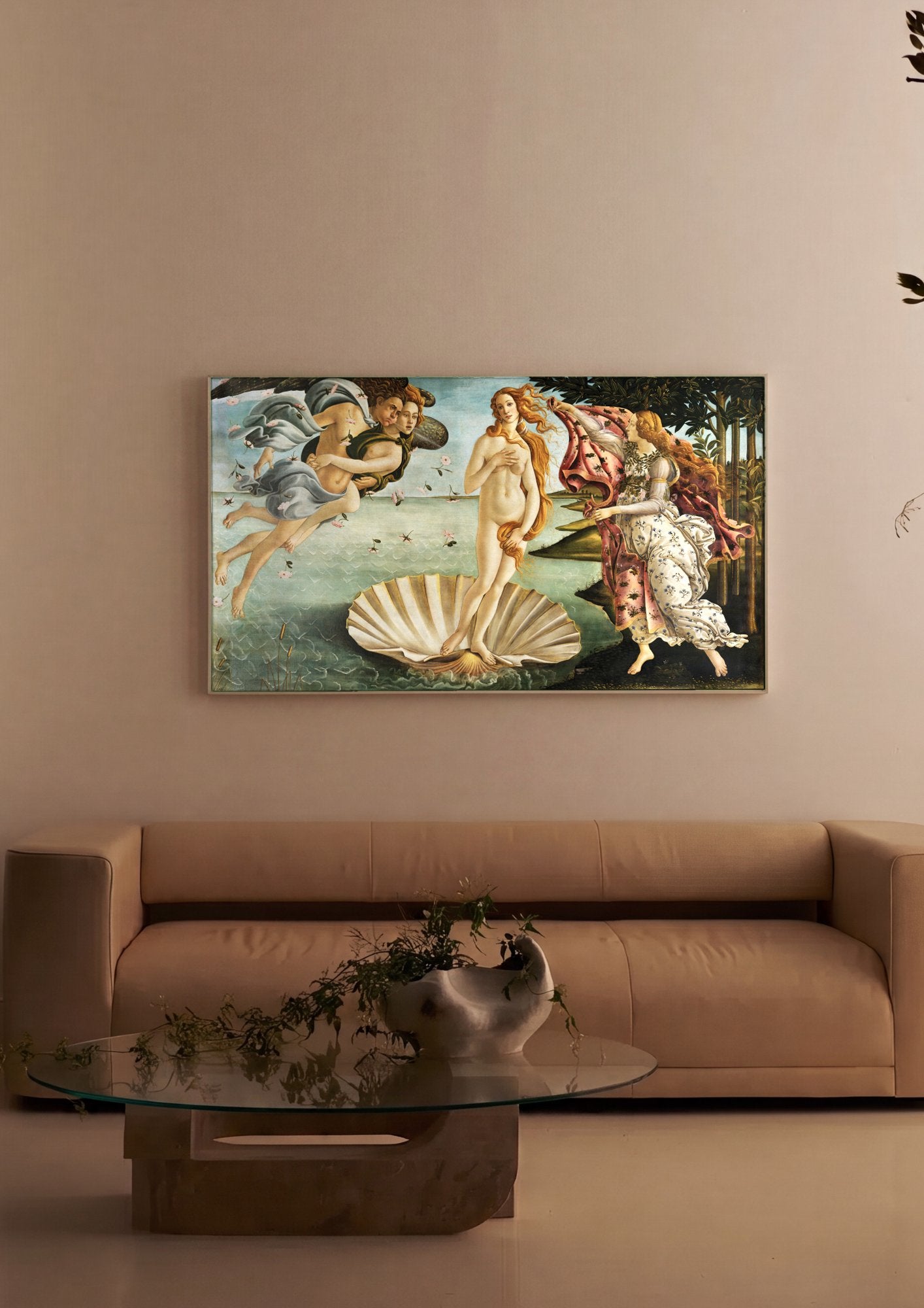 Quadro Decorativo O Nascimento de Vênus - Botticelli em ambiente decorado