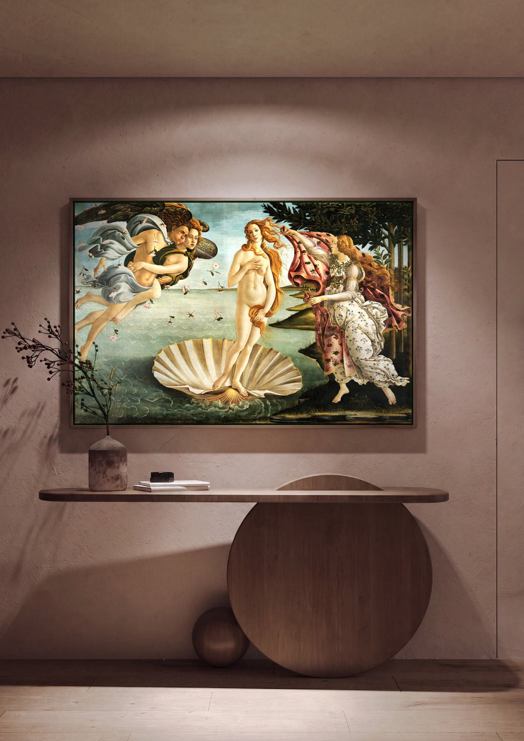 Quadro Decorativo O Nascimento de Vênus - Botticelli em ambiente decorado