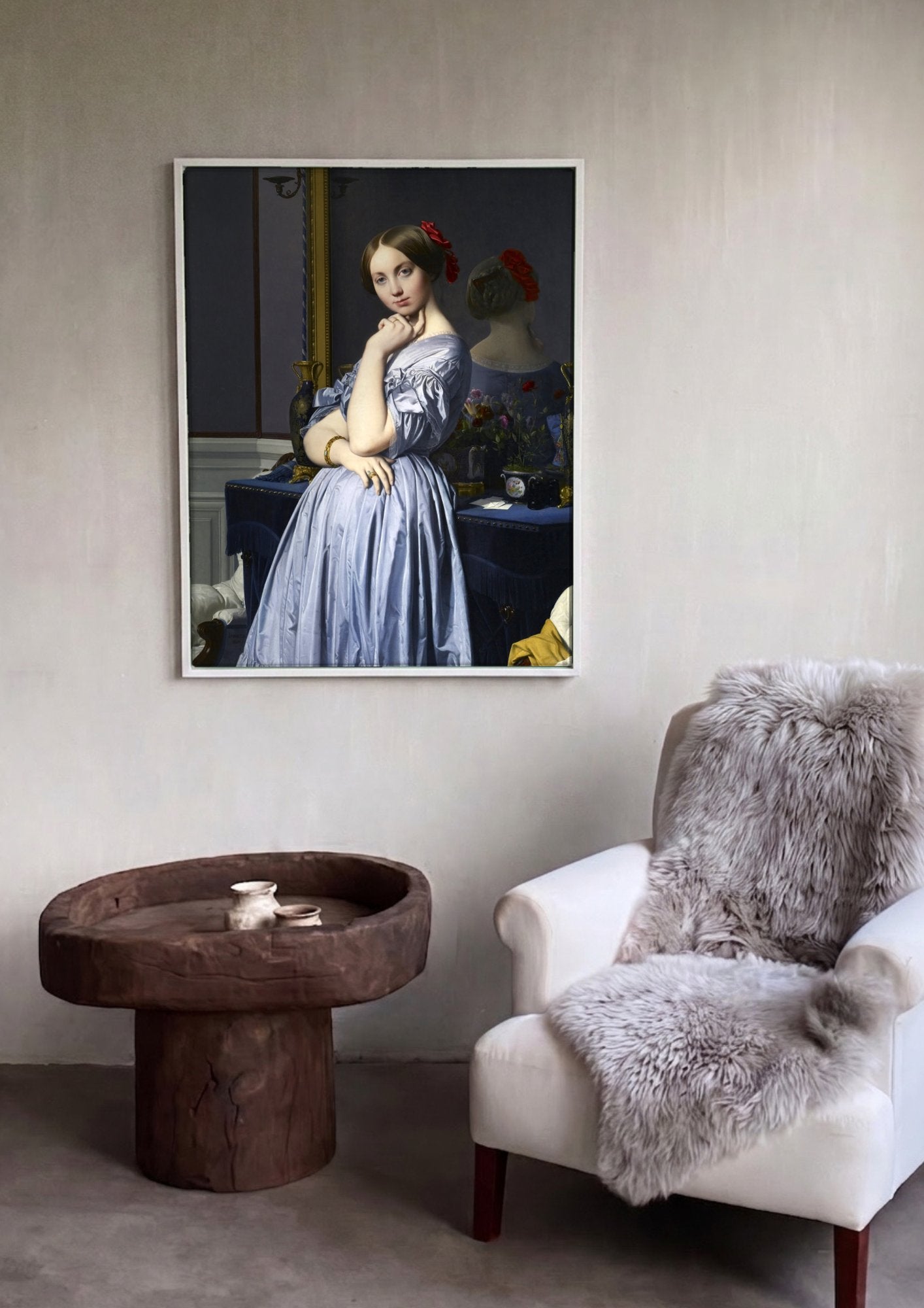 Quadro Decorativo A Senhora de Haussonville - Ingres em ambiente decorado
