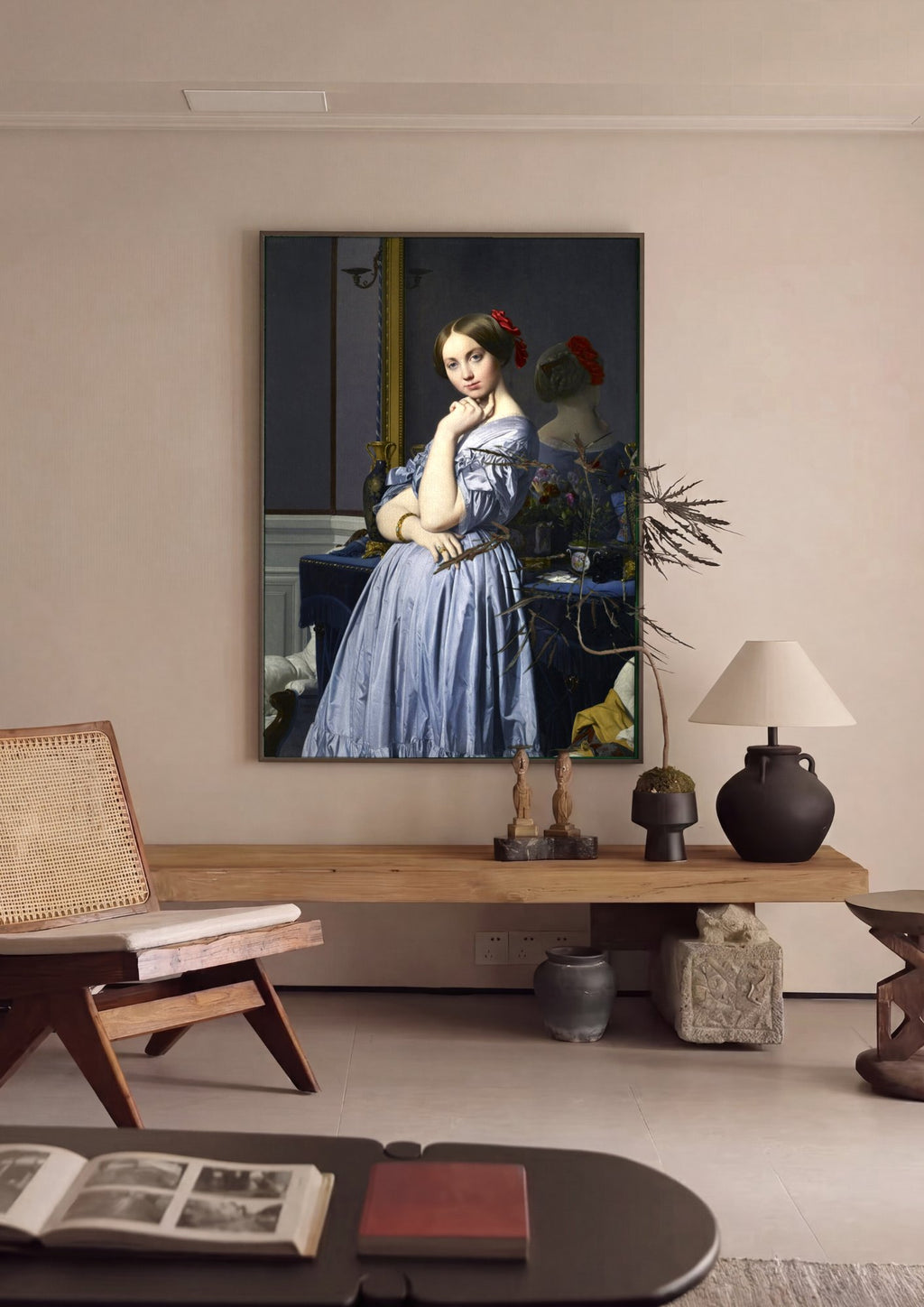 Quadro Decorativo A Senhora de Haussonville - Ingres em ambiente decorado