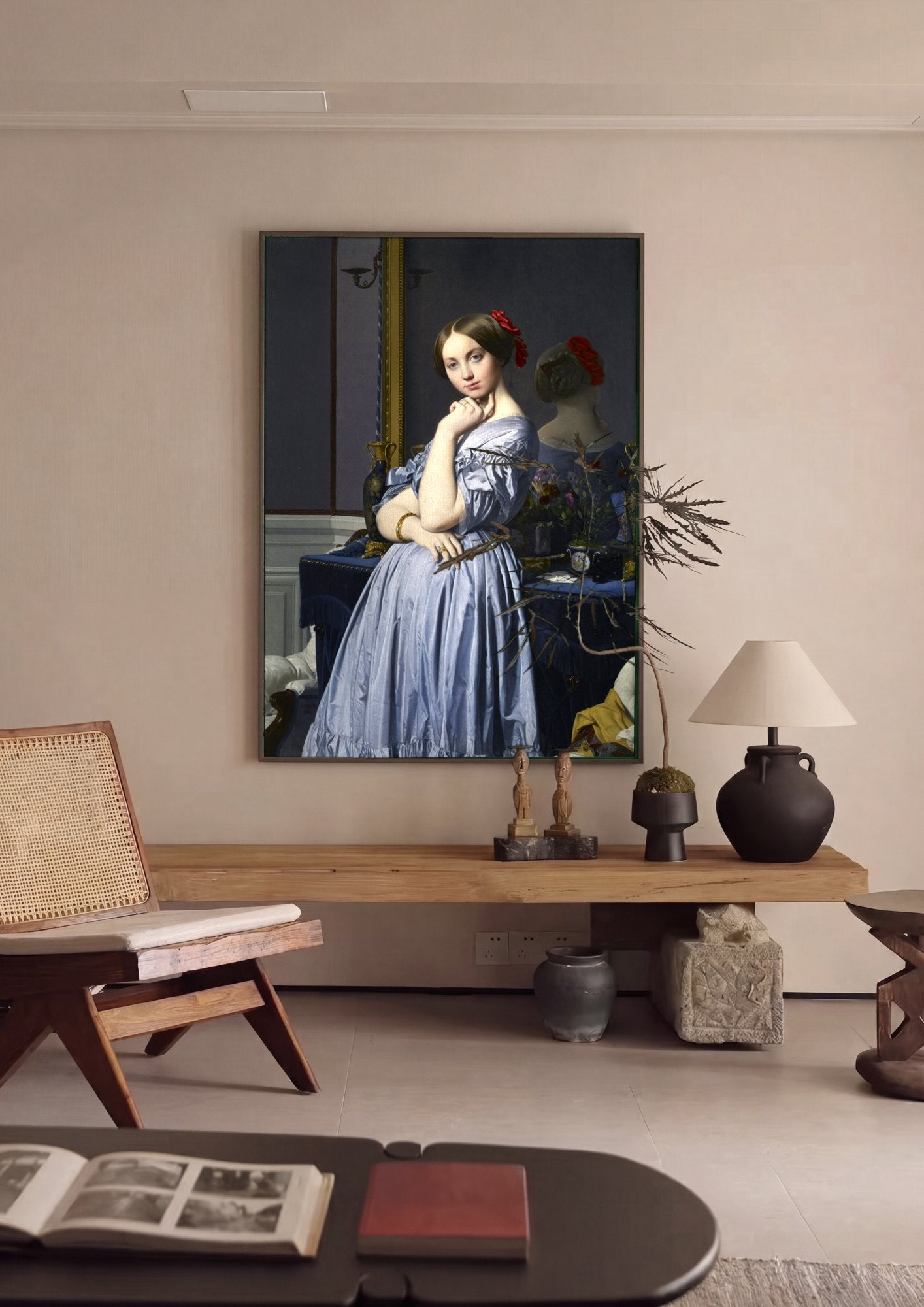 Quadro Decorativo A Senhora de Haussonville - Ingres em ambiente decorado