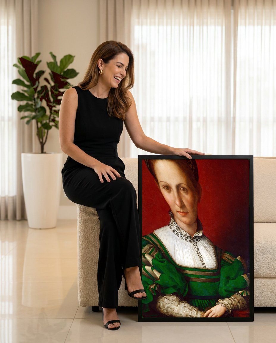 Quadro Decorativo Retrato de Dama - Bronzino com modelo em ambiente