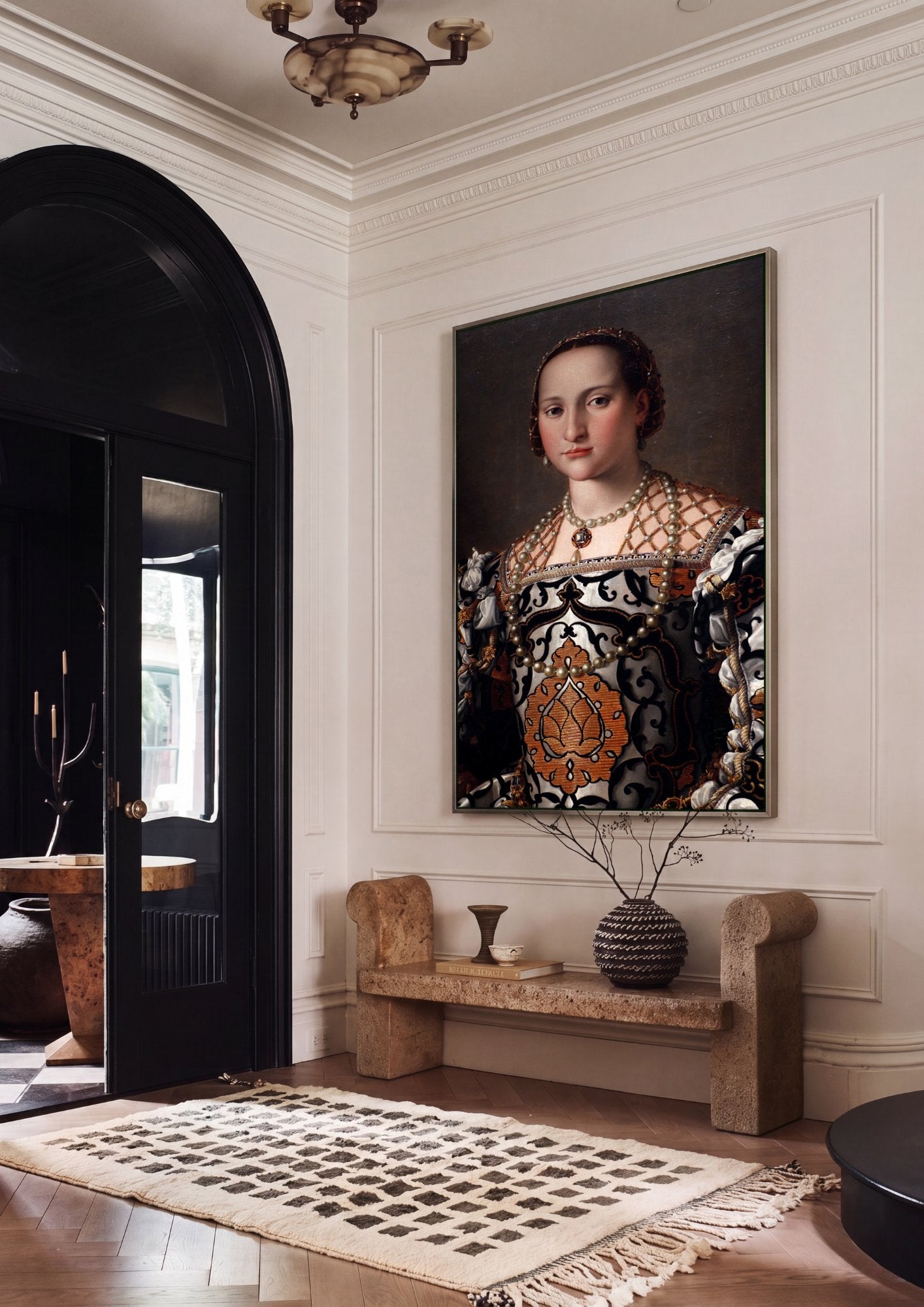 Quadro Decorativo Retrato de Dama - Bronzino em ambiente decorado