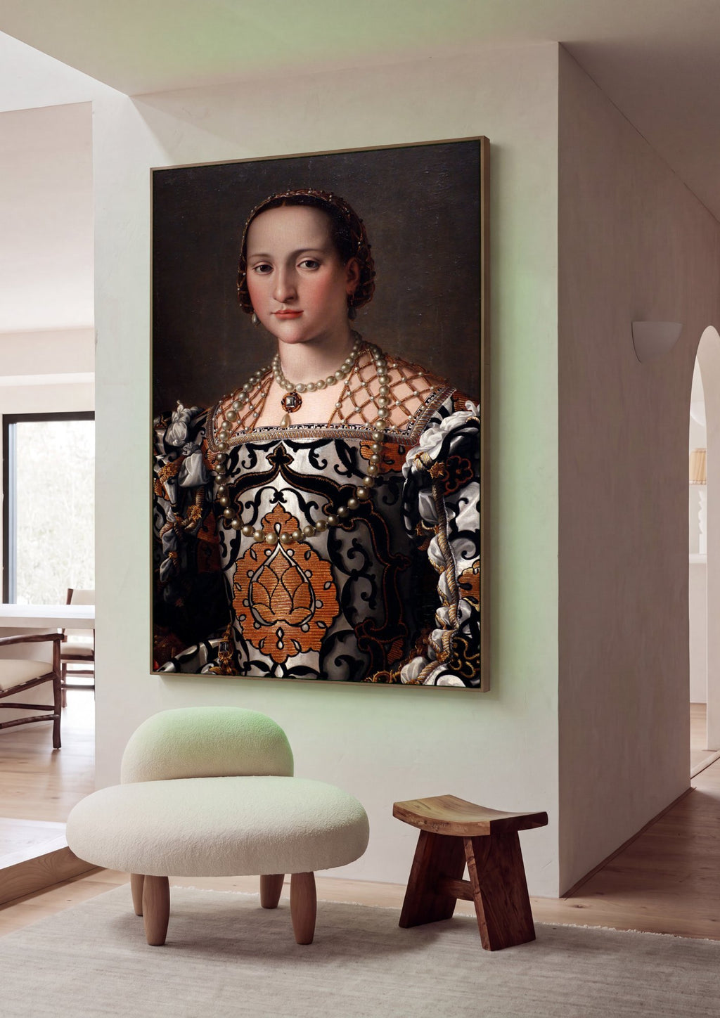 Quadro Decorativo Retrato de Dama - Bronzino em ambiente decorado
