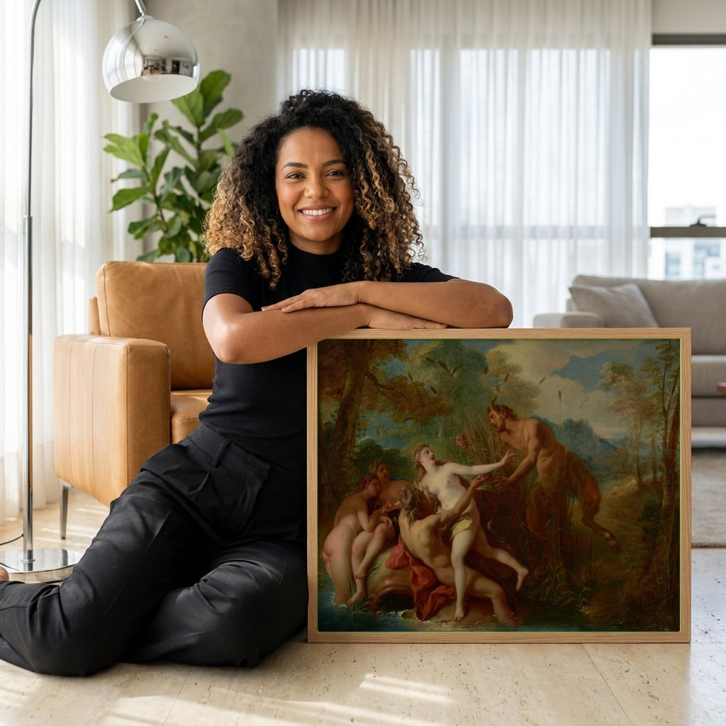 Quadro Decorativo A Surpresa - Jean François de Troy | modelo apresentando o quadro emoldurado