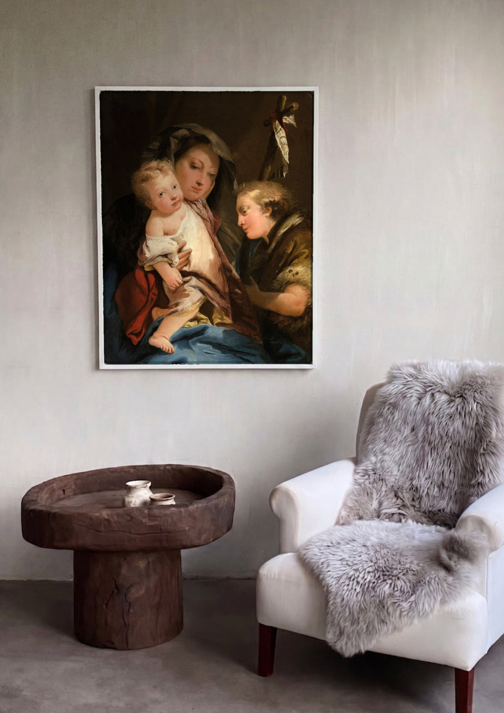 Quadro Decorativo A Virgem e o Menino com São João Batista - G. D. Tiepolo | quadro emoldurado na parede