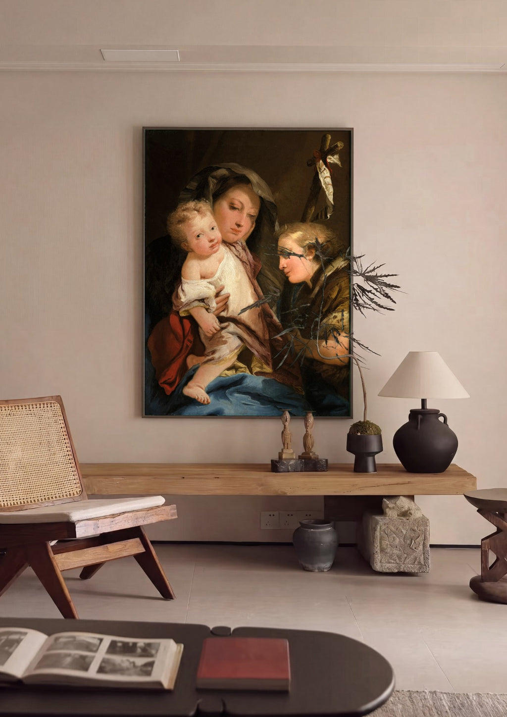 Quadro Decorativo A Virgem e o Menino com São João Batista - G. D. Tiepolo | quadro emoldurado na parede